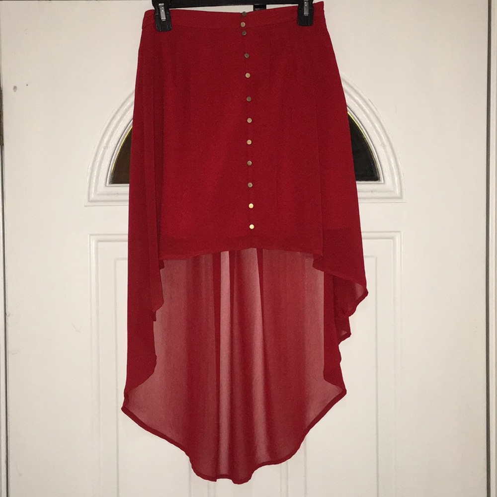 Red Hi-Low Skirt